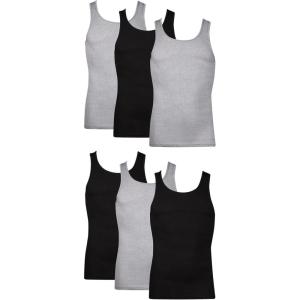 Hanes Men’s Tank Undershirt Pack, Cotton Tank Undershirt, Moisture-Wicking, Breathable, White or Grey/Black, Multi-Pack(Black/Grey – 6 Pack)