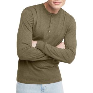 Hanes Originals Men’s Tri-Blend Long Sleeve Henley T-Shirt, Lightweight Long Sleeve Tee(Oregano Pe Heather)