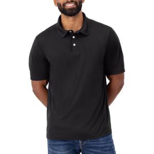 Hanes Sport Men’s Polo Shirt, Men’s Cool DRI Moisture-Wicking Performance Polo Shirt, Jersey Knit Performance Polo Shirt(Black)