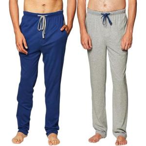 Hanes mens Solid Knit Sleep Pant With Pockets and Drawstring(Blue/Active Grey)