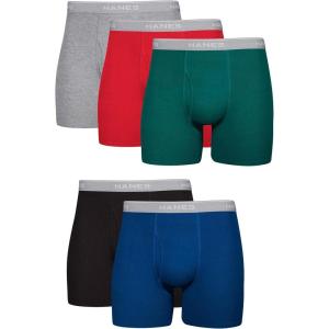 Hanes mens Underwear Boxer Briefs Pack, Cool & Breathable Cotton Moisture-wicking Underwear for Men, No Ride Up(Blue/Green/Red – 5 Pack)