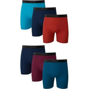 Hanes mens Underwear Boxer Briefs Pack, Cool & Breathable Cotton Moisture-wicking Underwear for Men, No Ride Up(Red/Blue – 6 Pack)