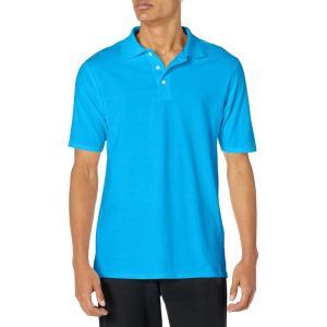Hanes mens X-temp Performance Polo, Cotton Blend Sport Shirt for Men With Odor Control(Neon Blue Heather)