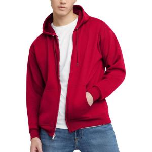Hanes mens Zip-up Hoodie, Ecosmart Fleece Full-zip Hoodie for Men, Hooded Sweatshirt(Deep Red)