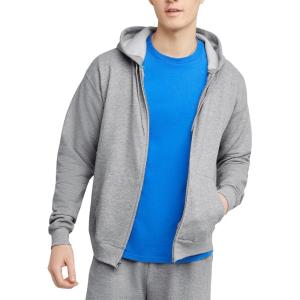 Hanes mens Zip-up Hoodie, Ecosmart Fleece Full-zip Hoodie for Men, Hooded Sweatshirt(Light Steel)