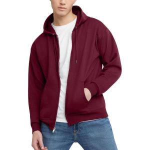 Hanes mens Zip-up Hoodie, Ecosmart Fleece Full-zip Hoodie for Men, Hooded Sweatshirt(Maroon)