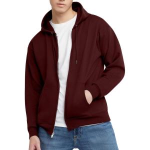 Hanes mens Zip-up Hoodie, Ecosmart Fleece Full-zip Hoodie for Men, Hooded Sweatshirt(Mulled Berry)