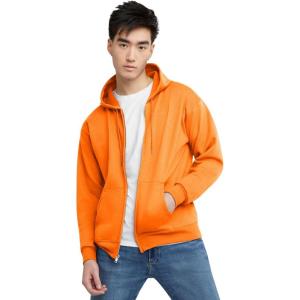 Hanes mens Zip-up Hoodie, Ecosmart Fleece Full-zip Hoodie for Men, Hooded Sweatshirt(Safety Orange)
