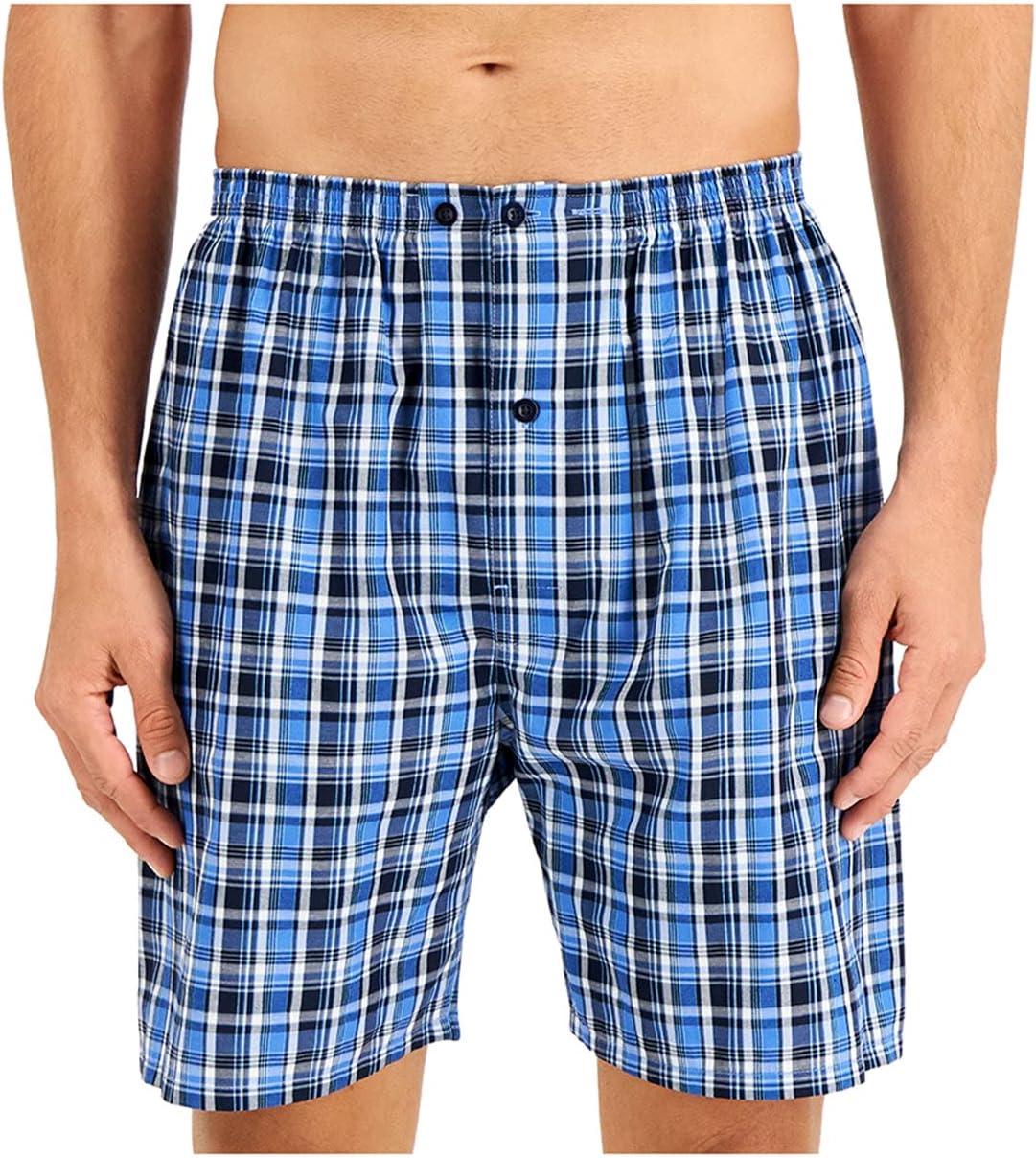 imageHanes Mens Pajamas Set Button Down Sleepwear 2 Piece Short Sleeve Pjs Pijama de Dos Piezas para HombreBlue Plaid