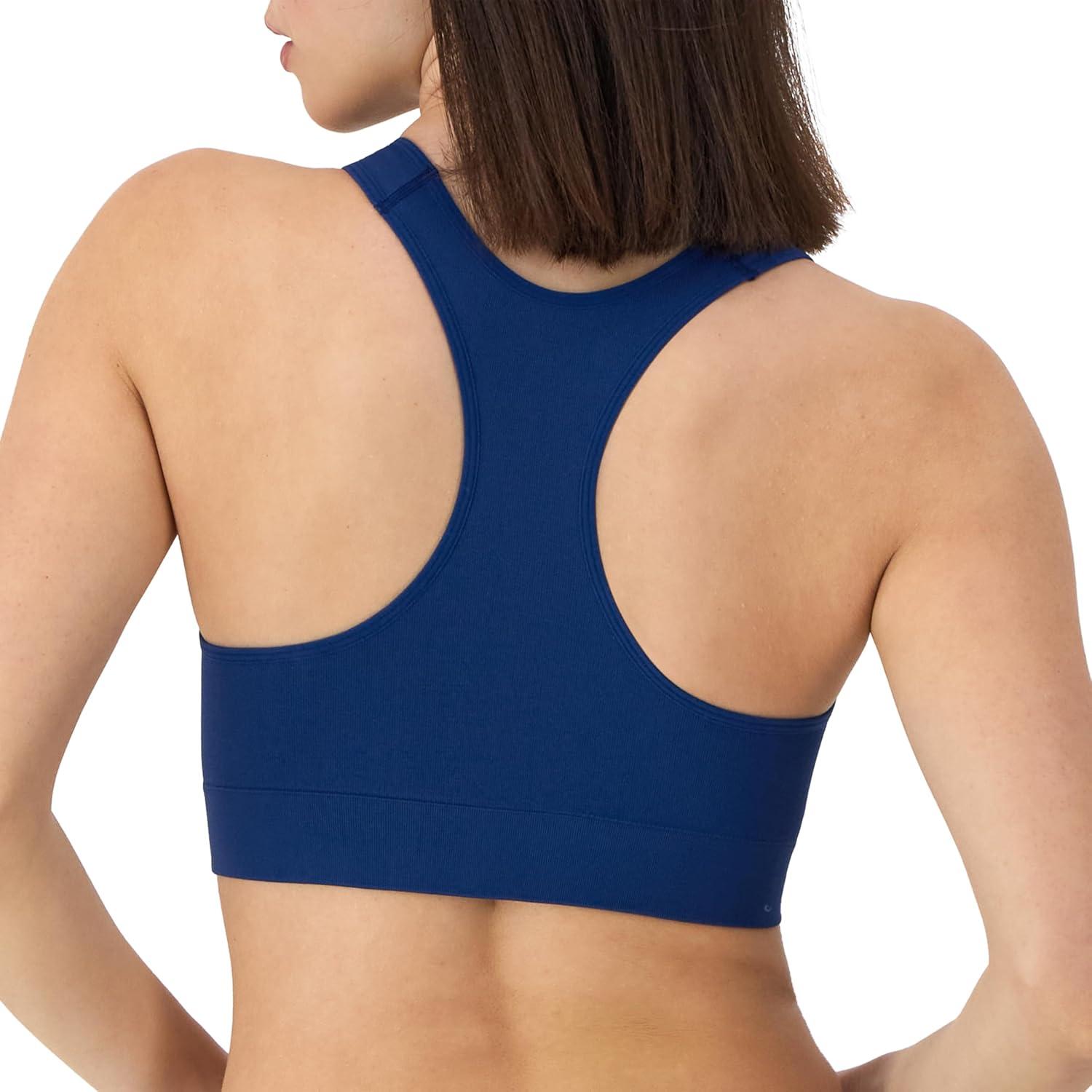 imageHanes Womens Seamless Racerback Bra Pullover FullCoverage Bralette 2PackDenim Jacket BlueNavy Eclipse