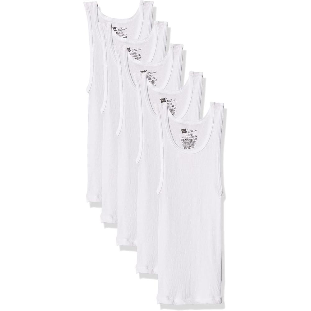imageHanes Boys Ecosmart Cotton Tank Undershirt 5PackWhite  5 Pack