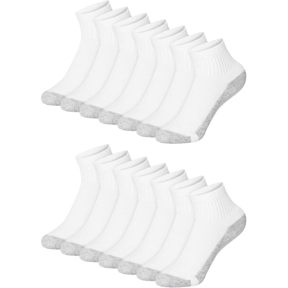imageHanes Boys Socks Crew Ankle amp No Show StretchCotton Socks Moisturewicking Cushioned 12 amp 14 Packs Black WhiteWhite  14 Pack