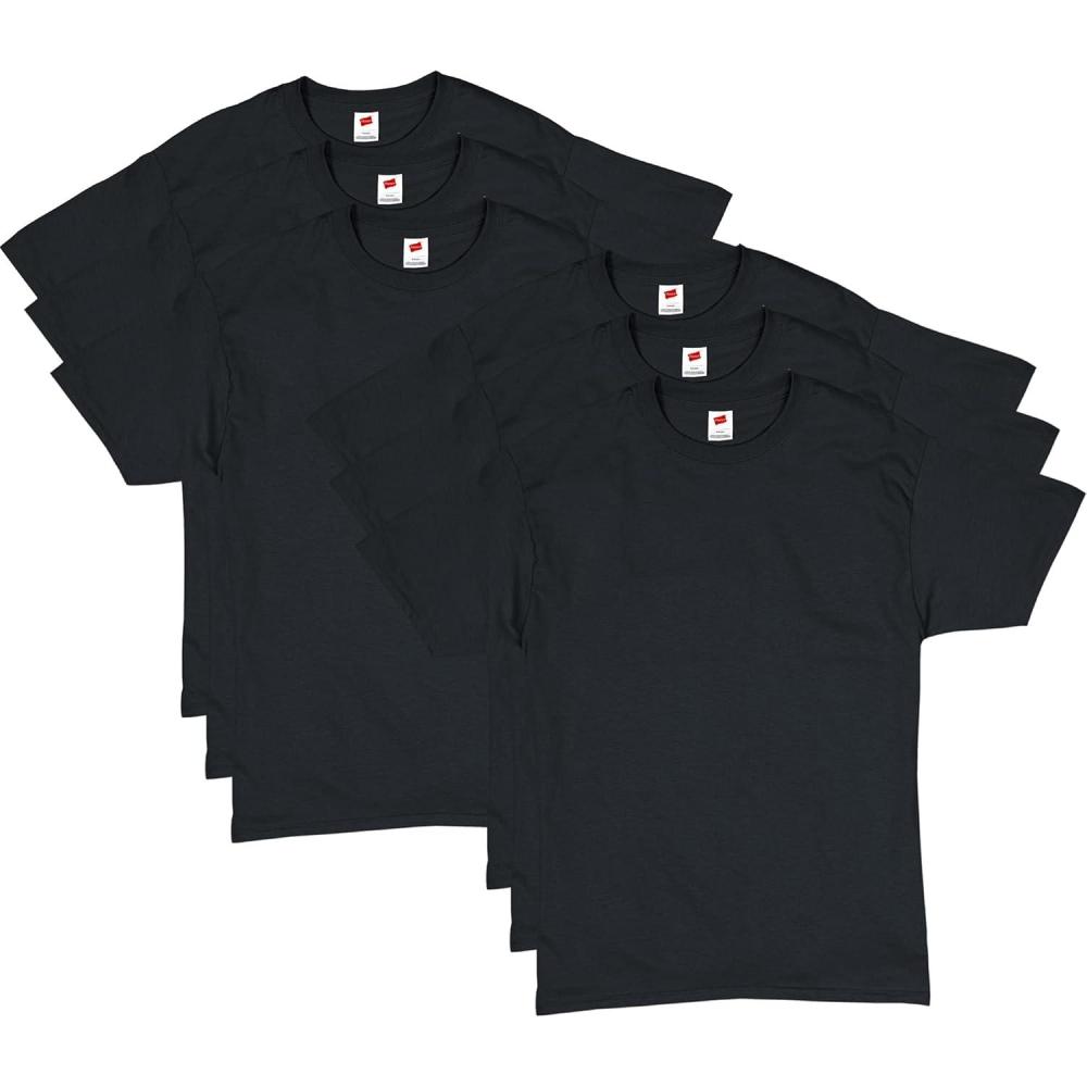 imageHanes Mens ComfortSoft TShirt Pack of 4Black  6 Pack
