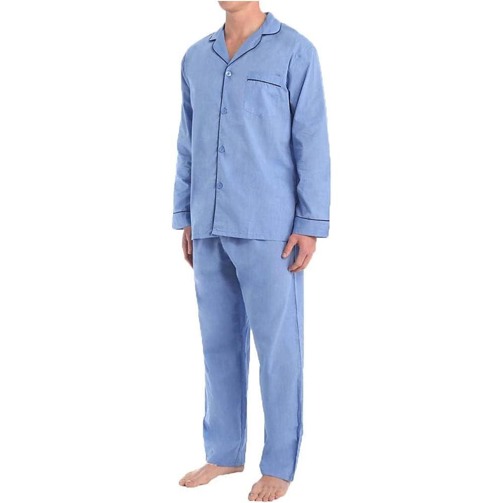 imageHanes Mens Woven PlainWeave Pajama SetSolid Blue