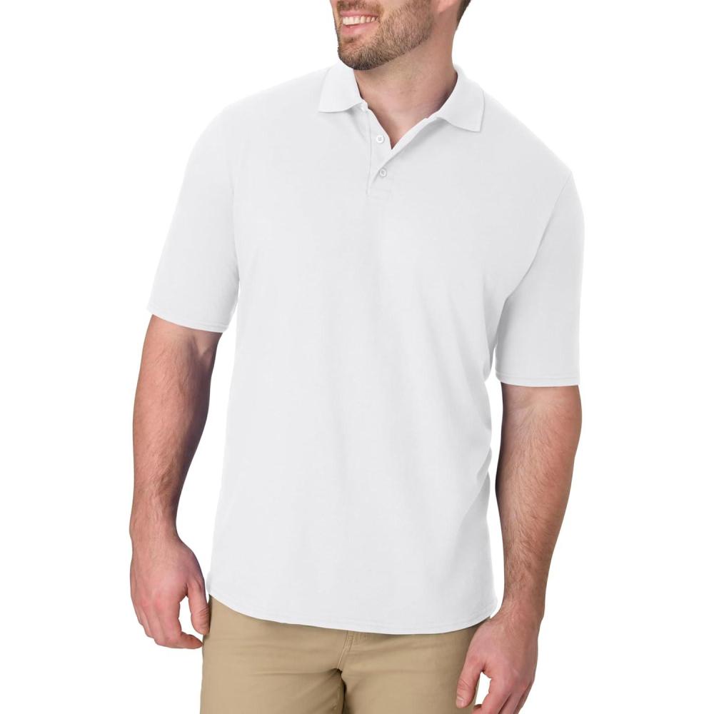 imageHanes Mens XTemp Short Sleeve Polo Shirt Midweight Mens ShirtWhite