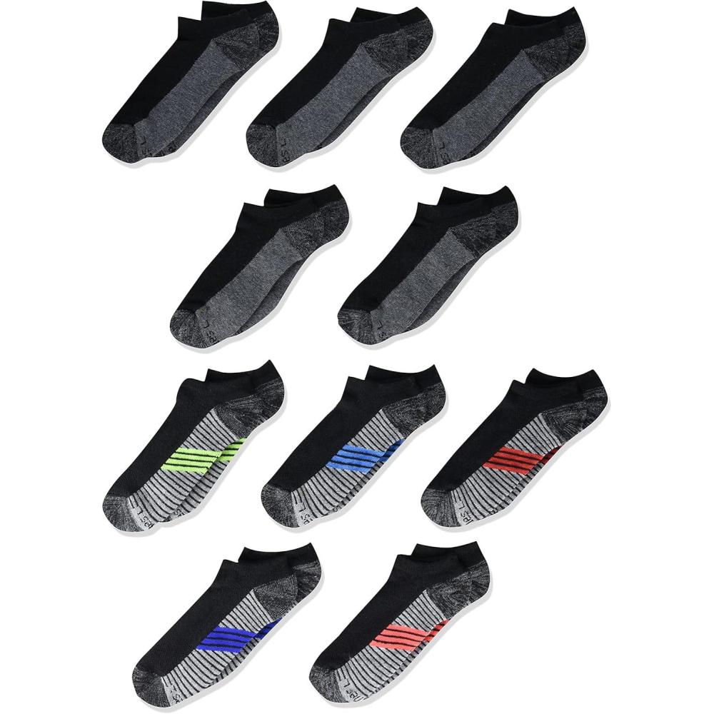 imageHanes Ultimate Boys Ankle and No Show Performance Sport Socks 10Pair PacksNo Show  BlackGrey Bottom  10 Pack