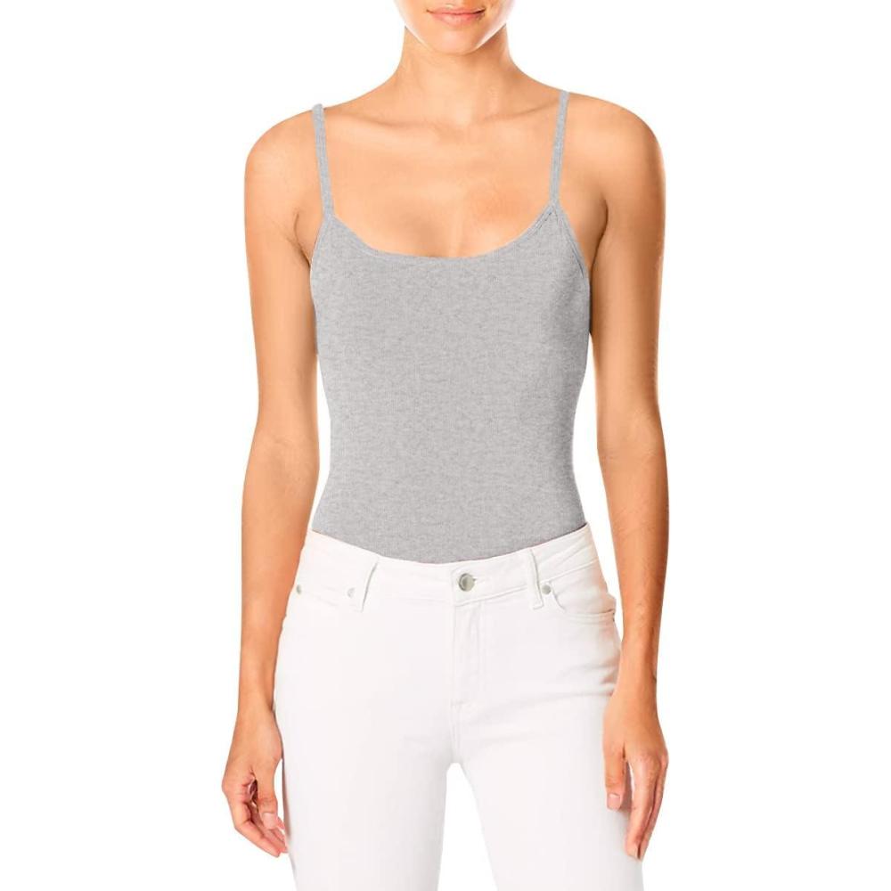 imageHanes Womens Cami with Builtin Shelf Bra Stretch Cotton Camisole Adjustable StrapsGrey Heather 1 Pack