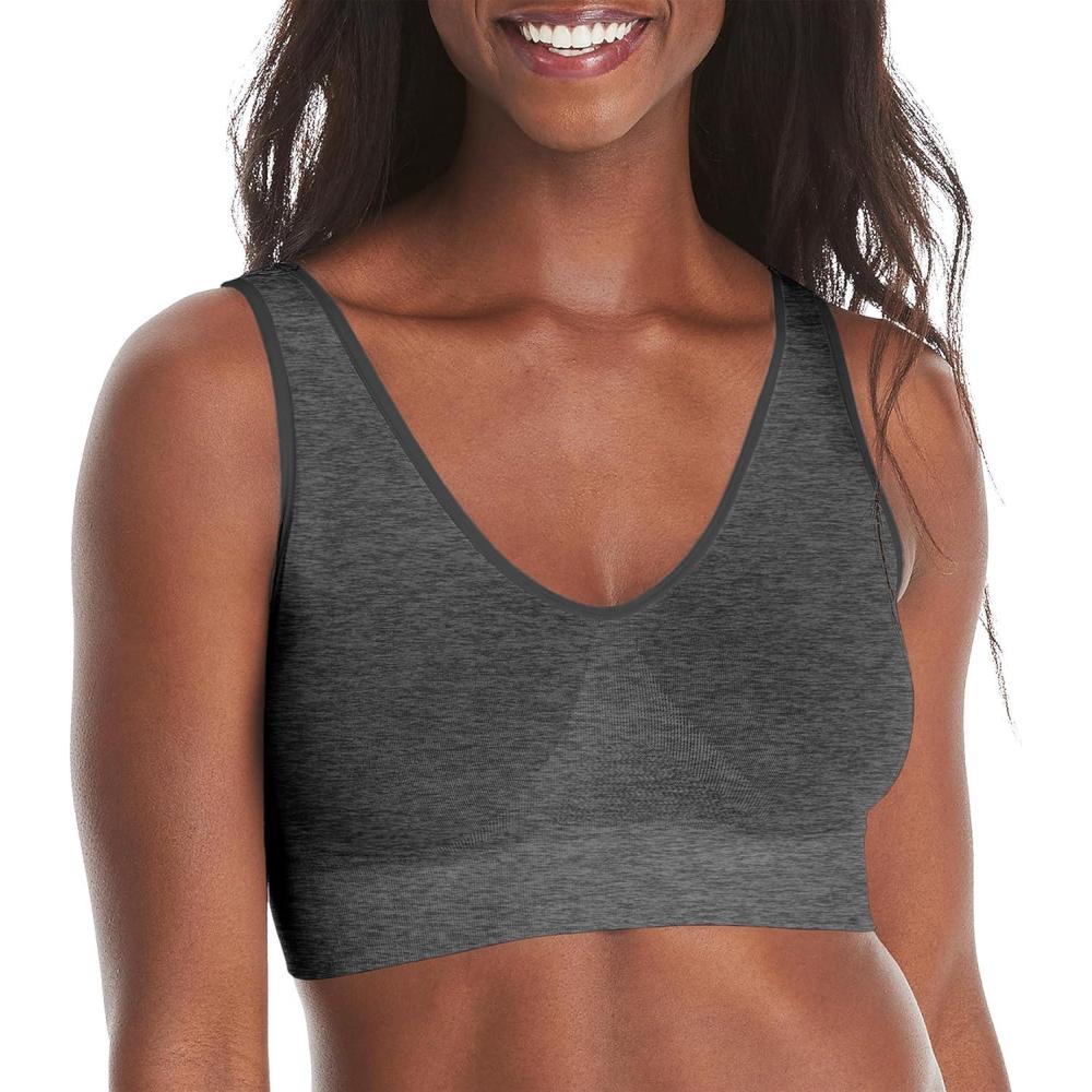imageHanes Womens Cozy Wireless Bra FullCoverage Pullover Bra Seamless TShirt BraGravel Grey Heather