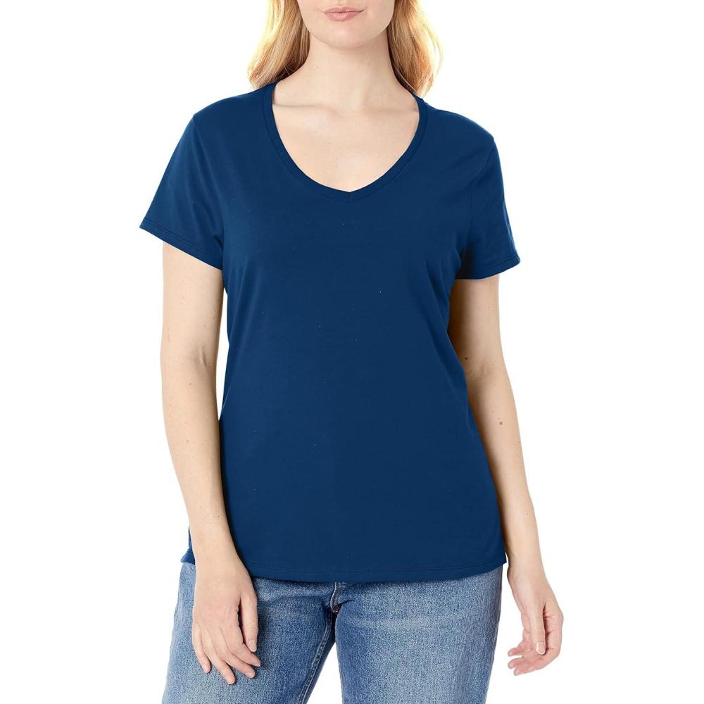 imageHanes Womens Nano Premium Cotton VNeck TShirt PackNavy  1 Pack