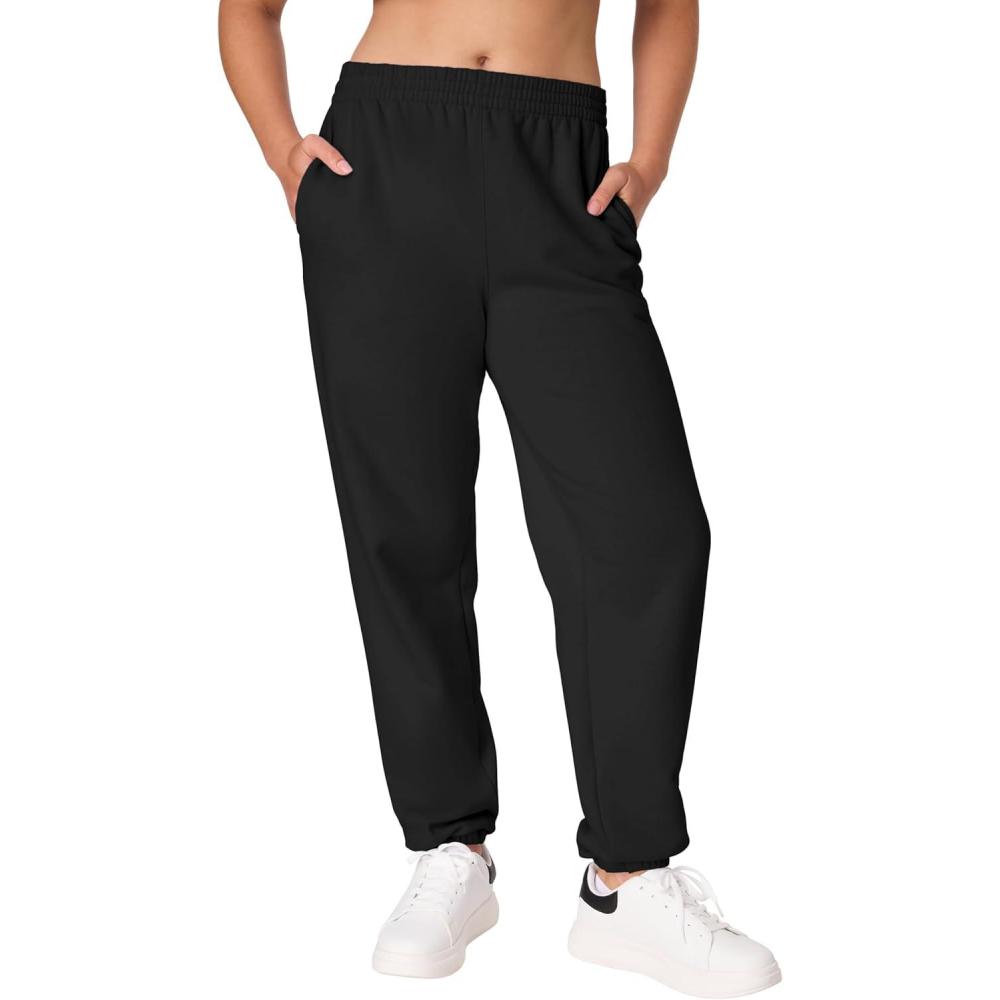 imageHanes Womens Originals Midweight Fleece Joggers Sweatpants with Pockets Place Flowers 30 PlusBlack