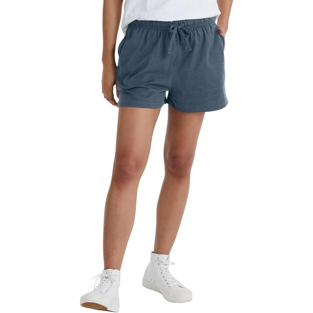 imageHanes Womens Originals Shorts Cotton Jersey Shorts Gym Shorts for Women 25 PlusTrekking Grey