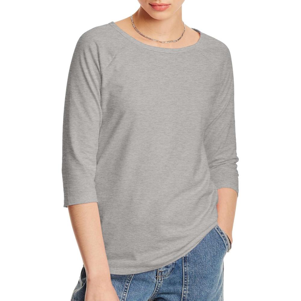 imageHanes Womens Raglan Sleeve Stretch Cotton Crewneck TeeGrey Heather