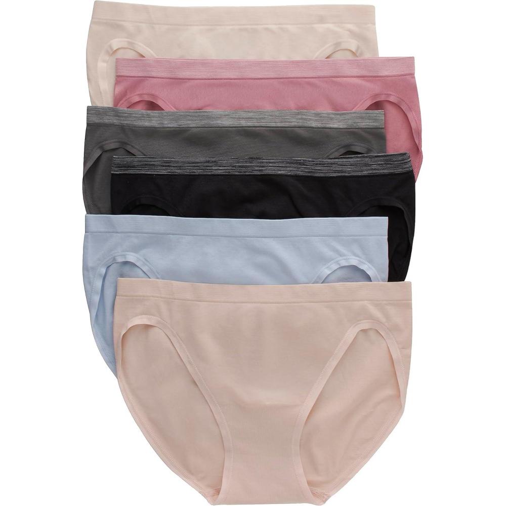 imageHanes Womens Seamless Underwear Pack Comfort Flex Fit Bikini Boyshort or Thong Panties 6PackAssorted Colors