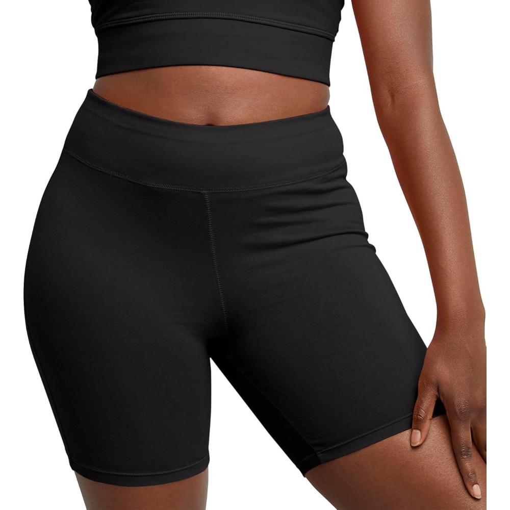 imageHanes Womens Stretch Jersey Bike Shorts Womens Cotton Sports Shorts 7 InseamBlack