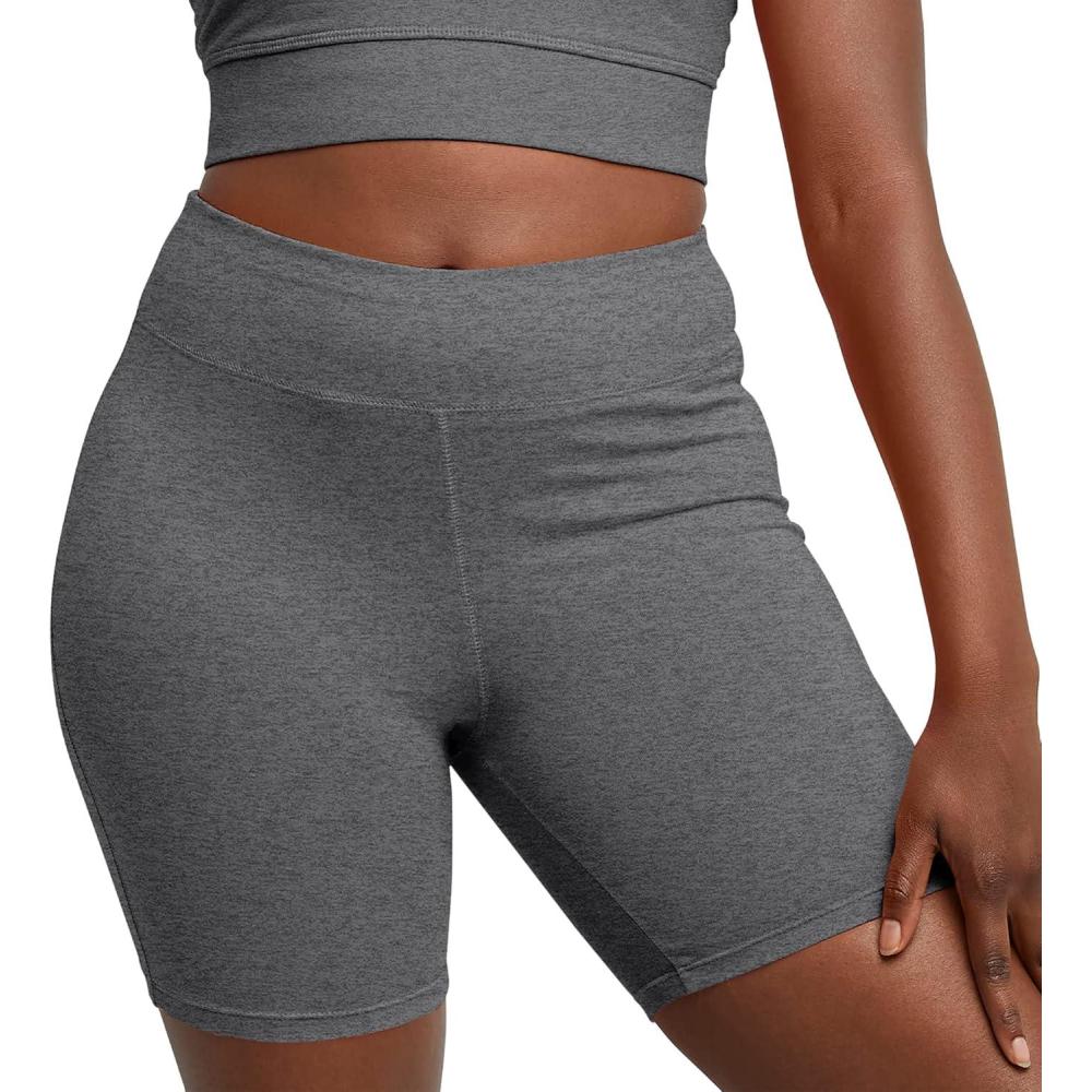 imageHanes Womens Stretch Jersey Bike Shorts Womens Cotton Sports Shorts 7 InseamCharcoal Heather