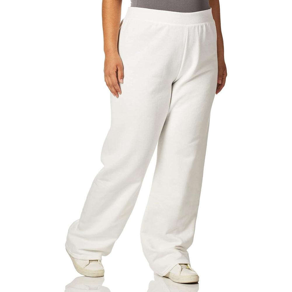 imageHanes Womens Sweatpants EcoSmart Fleece Pants Pocketless OpenBottom Sweatpant Regular amp PetiteWhite