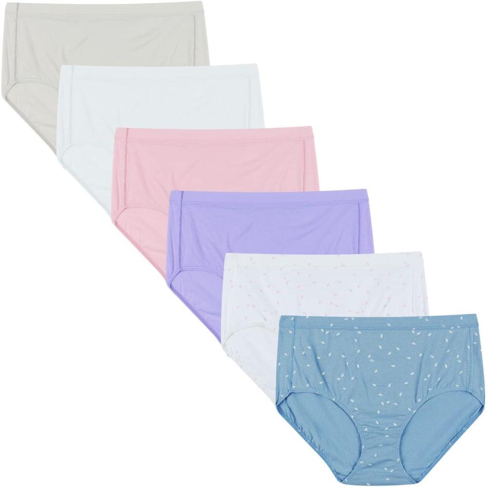 imageHanes Womens Underwear Briefs Pack 6Pack Pure Comfort Organic Cotton Brief Panties for Women Full CoverageSolidPrint Mix