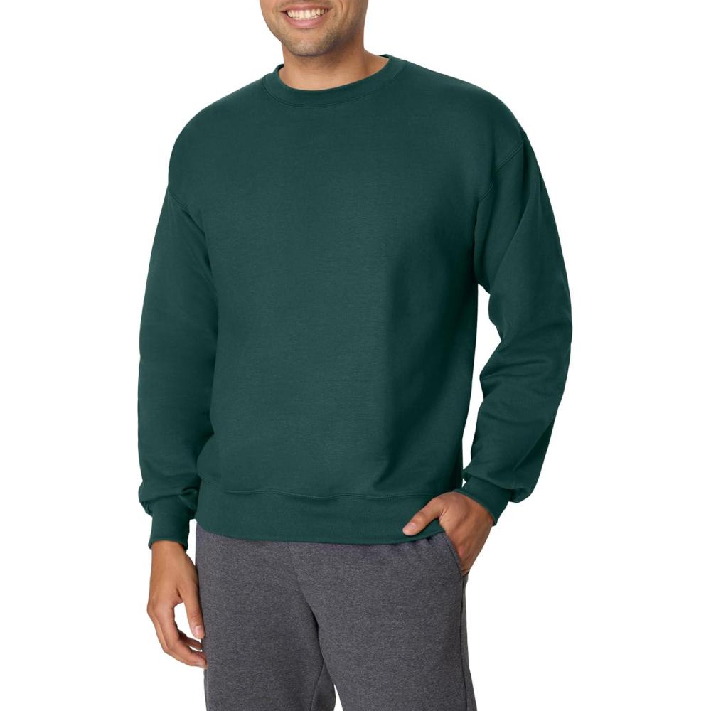 imageHanes mens Ultimate Sweatshirt Heavyweight Fleece Sweatshirt Crewneck Pullover for MenDeep Forest