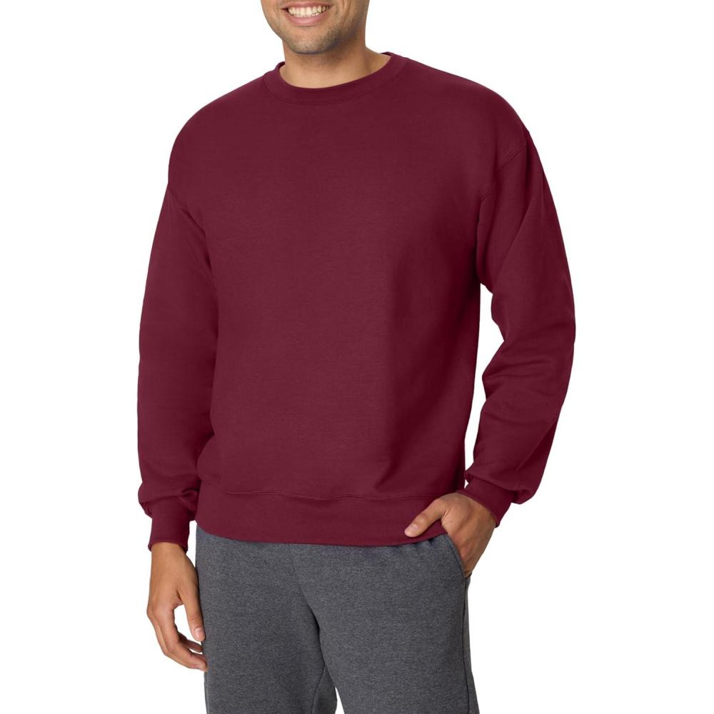 imageHanes mens Ultimate Sweatshirt Heavyweight Fleece Sweatshirt Crewneck Pullover for MenMaroon