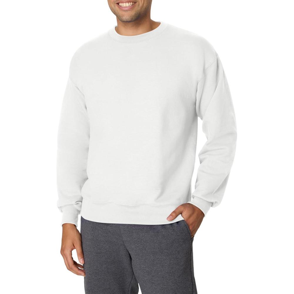 imageHanes mens Ultimate Sweatshirt Heavyweight Fleece Sweatshirt Crewneck Pullover for MenWhite