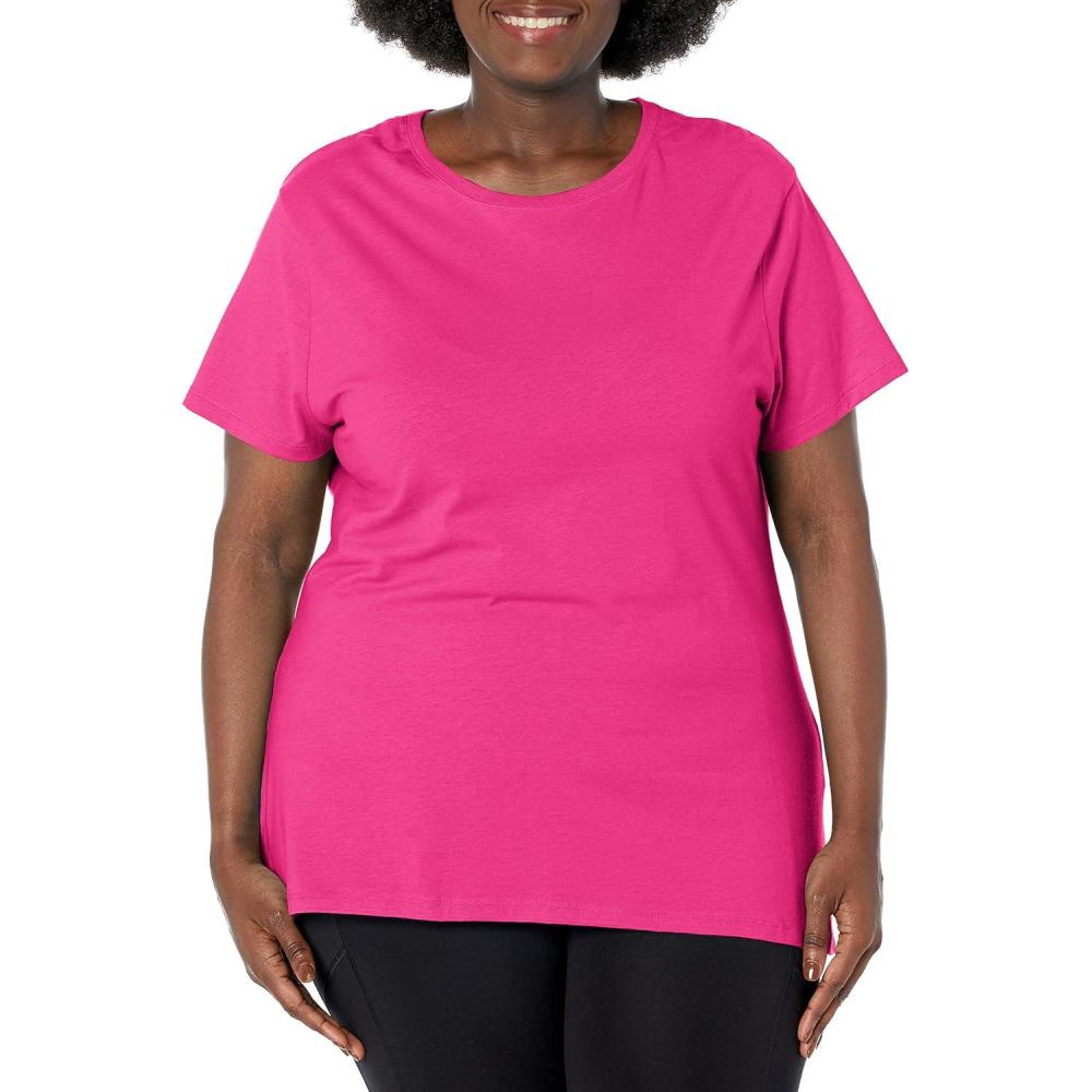 imageJUST My Size Womens PlusSize Short Sleeve Crew Neck TeeAmaranth