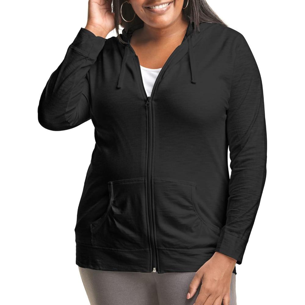 imageJust My Size Womens Full Zip Jersey HoodieBlack
