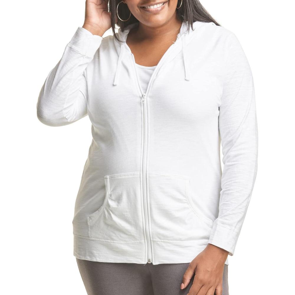 imageJust My Size Womens Full Zip Jersey HoodieWhite