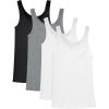 imageHanes Womens Originals Ribbed Tank Pack Soft Cotton Rib Tank Tops for Women 4PackWhiteWhiteBlackConcrete