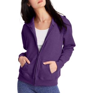 Hanes, Ecosmart Fleece Full Hoodie, Zip-up Hooded Sweatshirt for Women(Violet Splendor Heather)