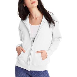 Hanes, Ecosmart Fleece Full Hoodie, Zip-up Hooded Sweatshirt for Women(White)