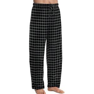 Hanes Men’s ComfortSoft Cotton Printed Lounge Pants, 31″ Inseam, Pockets, Drawstring/Elastic Waist(Black Graph Plaid)