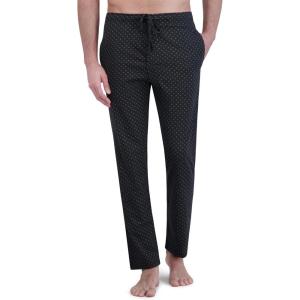 Hanes Men’s ComfortSoft Cotton Printed Lounge Pants, 31″ Inseam, Pockets, Drawstring/Elastic Waist(Black/Grey Dots)