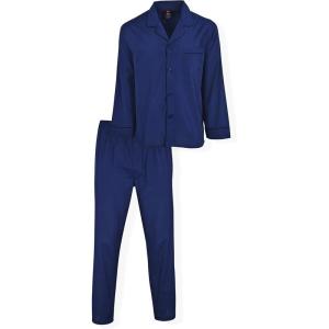 Hanes Men’s Woven Plain-Weave Pajama Set(Navy Heather)