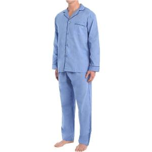 Hanes Men’s Woven Plain-Weave Pajama Set(Solid Blue)