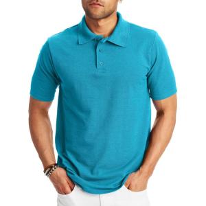 Hanes Men’s X-Temp Short Sleeve Polo Shirt, Midweight Men’s Shirt(Blue Horizon)