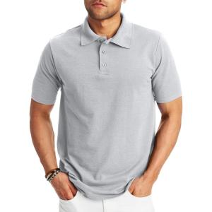 Hanes Men’s X-Temp Short Sleeve Polo Shirt, Midweight Men’s Shirt(Light Steel)