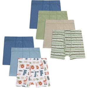 Hanes Toddler Boys’ Organic Cotton Underwear, Pure Comfort 100% Cotton Boxer Briefs Available, 10 & 7 Pack(Blue  White  Green  Beige)