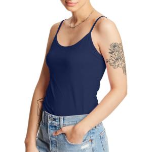 Hanes Women’s Cami with Built-in Shelf Bra, Stretch Cotton Camisole, Adjustable Straps(Navy -1 Pack)