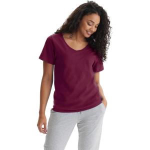 Hanes Women’s Nano Premium Cotton V-Neck T-Shirt Pack(Maroon – 1 Pack)
