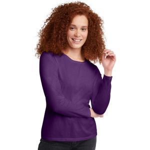 Hanes Womens Originals Long Sleeve Cotton T-Shirt, Lightweight Crewneck Tee, Modern Fit(Violet Splendor)